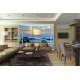 Wall mural ellipse window view with sea sunset Wall mural ellipse window view with sea sunset