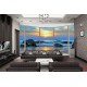 Wall mural ellipse window view with sea sunset Wall mural ellipse window view with sea sunset