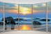 Wall mural ellipse window view with sea sunset