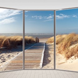 Wallpapers mural ellipse window with sea path view