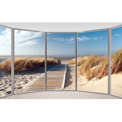 Wallpapers mural ellipse window with sea path view Wallpapers mural ellipse window with sea path view