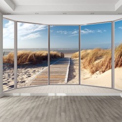 Wallpapers mural ellipse window with sea path view