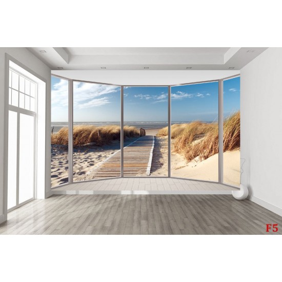 Wallpapers mural ellipse window with sea path view Wallpapers mural ellipse window with sea path view