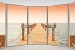 Wallpapers mural ellipse window with sea bridge view
