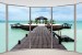 Wallpapers mural ellipse window with sea bridge view 2