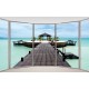 Wallpapers mural ellipse window with sea bridge view 2