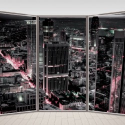 Wallpapers mural ellipse window view with a black city