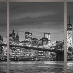Wallpapers mural New York bridge window view grey