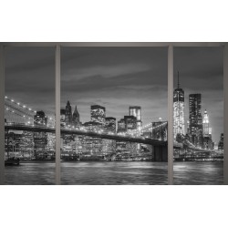 Wallpapers mural New York bridge window view grey