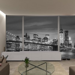 Wallpapers mural New York bridge window view grey