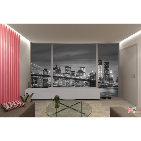 Wallpapers mural New York bridge window view grey Wallpapers mural New York bridge window view grey