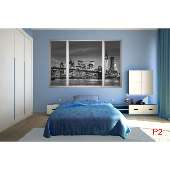 Wallpapers mural New York bridge window view grey Wallpapers mural New York bridge window view grey