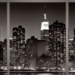 Wallpapers mural New York skyscrapers window view grey