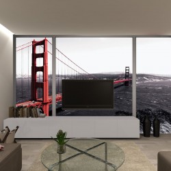 Wallpapers mural San Francisco bridge window view grey