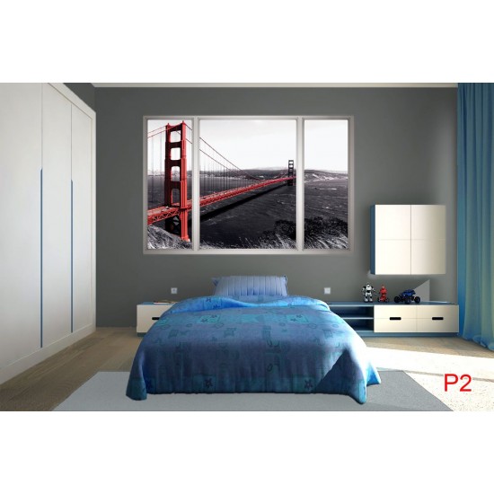 Wallpapers mural San Francisco bridge window view grey
