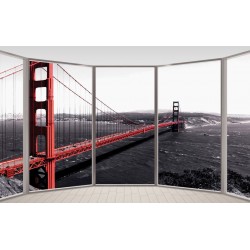Wallpapers mural window the red bridge in San Francisco Wallpapers mural window the red bridge in San Francisco