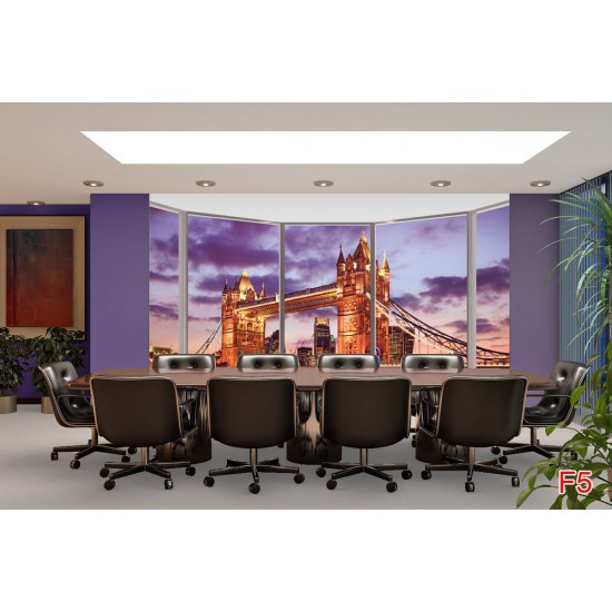 Wall mural window view Tower bridge in London in purple