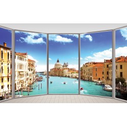 Wallpapers mural window view of the Grandе canal in Venice 2 colours