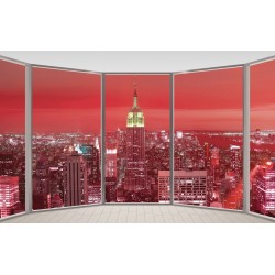 Wallpapers mural window of Manhattan in red