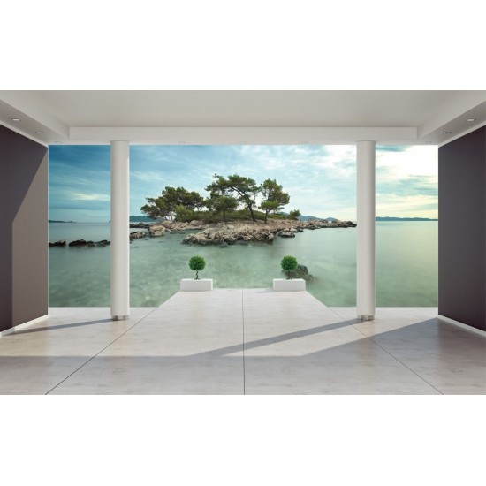 Photo mural beautiful view of the room on a deserted island