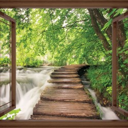 Wallpapers mural forest pathway near the river - 3 colours