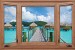 Photo mural wooden windows with a view of Maldives