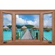 Photo mural wooden windows with a view of Maldives