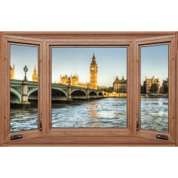 Photo mural wooden windows view out of London