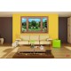 Photo mural wooden windows view out of lake with swans