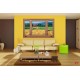 Photo mural wooden windows with a view of the levels with bales Photo mural wooden windows with a view of the levels with bales