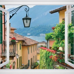 Wallpapers mural Mediterranean street view window - 3 colours