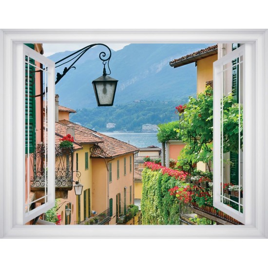 Wallpapers mural Mediterranean street view window - 3 colours