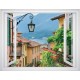 Wallpapers mural Mediterranean street view window - 3 colours