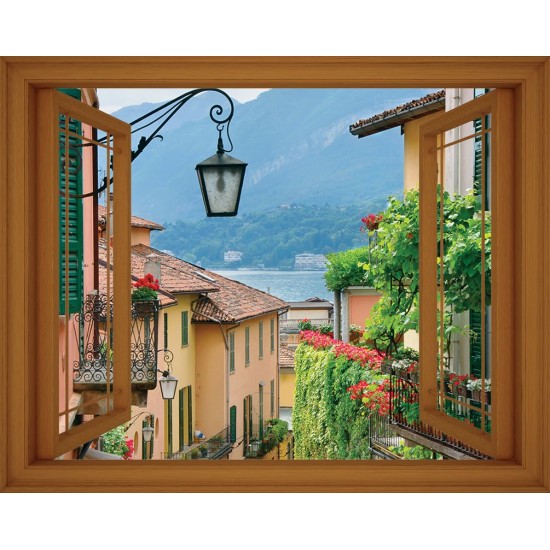 Wallpapers mural Mediterranean street view window - 3 colours