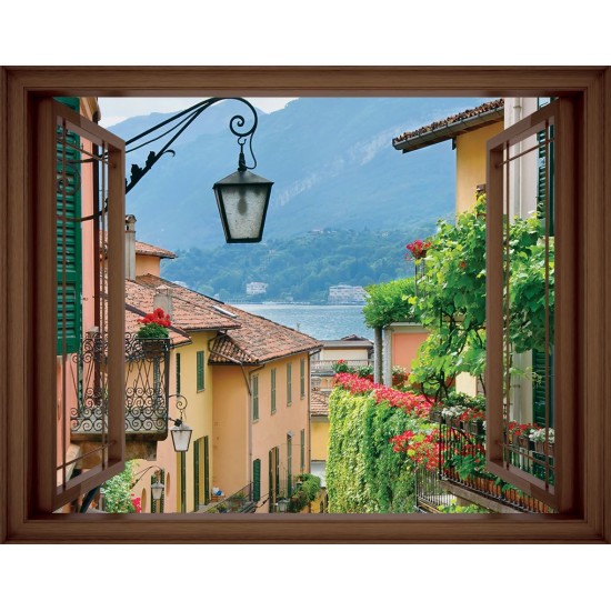 Wallpapers mural Mediterranean street view window - 3 colours