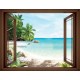 Wallpapers mural window in 3 colors frames view tropic