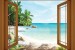 Wallpapers mural window in 3 colors frames view tropic