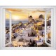 Wallpapers mural Window in 3 color view Santorini sunset Wallpapers mural Window in 3 color view Santorini sunset
