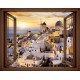 Wallpapers mural Window in 3 color view Santorini sunset Wallpapers mural Window in 3 color view Santorini sunset