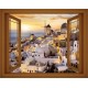 Wallpapers mural Window in 3 color view Santorini sunset Wallpapers mural Window in 3 color view Santorini sunset