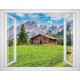Wallpapers mural view mountain hut window - 3 colours Wallpapers mural view mountain hut window - 3 colours