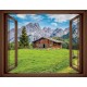 Wallpapers mural view mountain hut window - 3 colours Wallpapers mural view mountain hut window - 3 colours