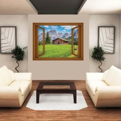 Wallpapers mural view mountain hut window - 3 colours