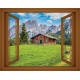 Wallpapers mural view mountain hut window - 3 colours Wallpapers mural view mountain hut window - 3 colours