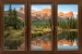 Photo mural window 3 wings with mountain view mirror image