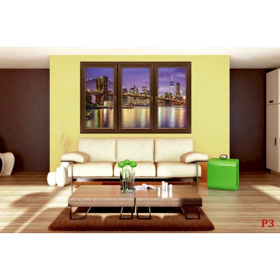 Photo mural window 3 wings with night views Brooklyn Bridge Photo mural window 3 wings with night views Brooklyn Bridge