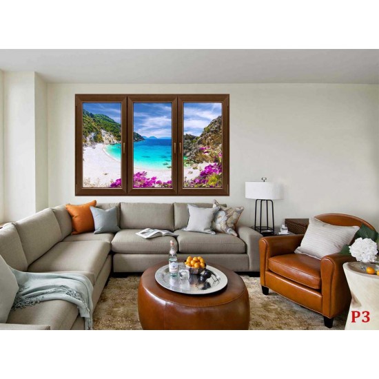 Photo mural window 3 wings overlooking the sea bay