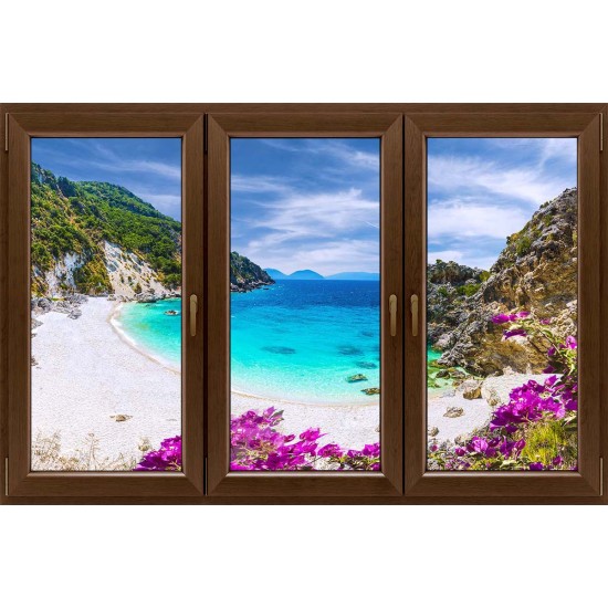 Photo mural window 3 wings overlooking the sea bay