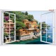 Wall murals white window with a marine urban landscape