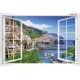 Wall murals white window with a marine urban landscape